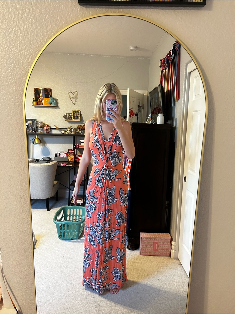 Tommy Bahama Coral Floral V-Neck Maxi Dress